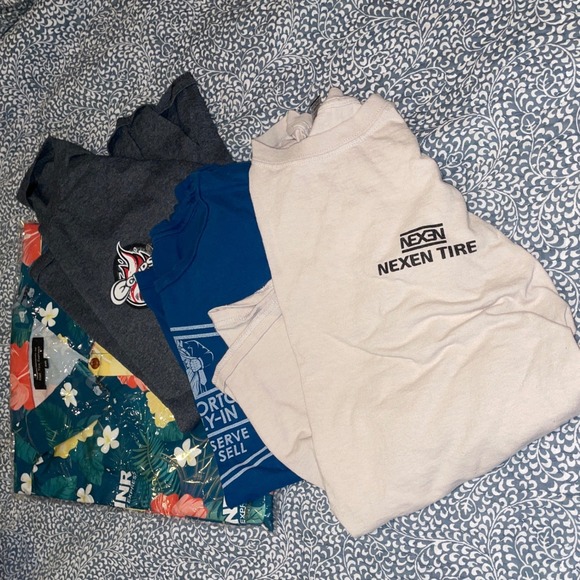 Candoor Threads Other - Work Shirts Bundle Mens 3XL Teal Tropical NWT - 3 Used Tire Shop T-Shirts M/L